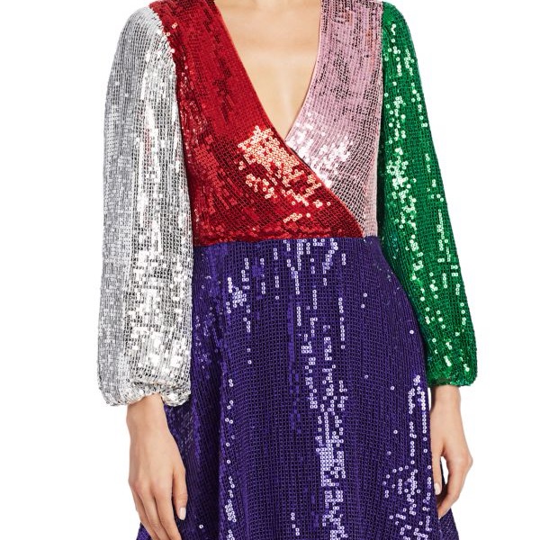 Alice + Olivia Colorblock Sequin Dress